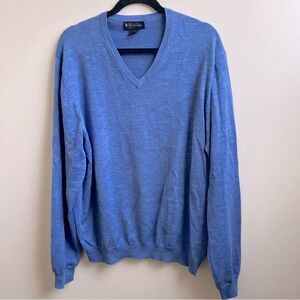 Brooks Brothers Mens Extra Fine Merino Wool V-Neck Sweatshirt Sweater Size L